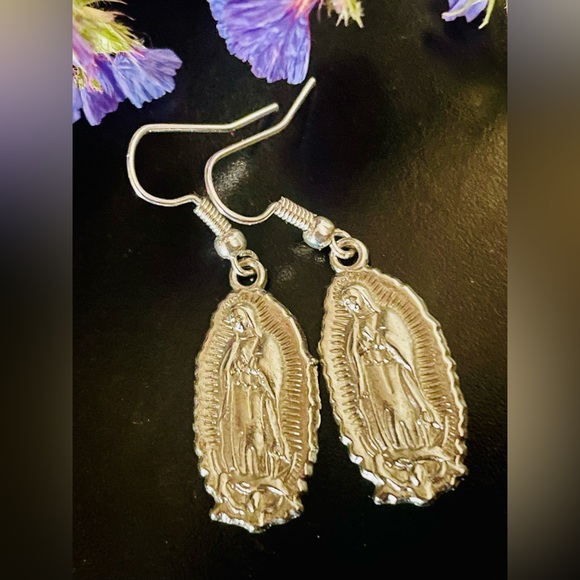 Our Lady of Guadalupe Silver Earrings/ Virgin of Guadalupe Silver Earrings, NWOT - Picture 2 of 7